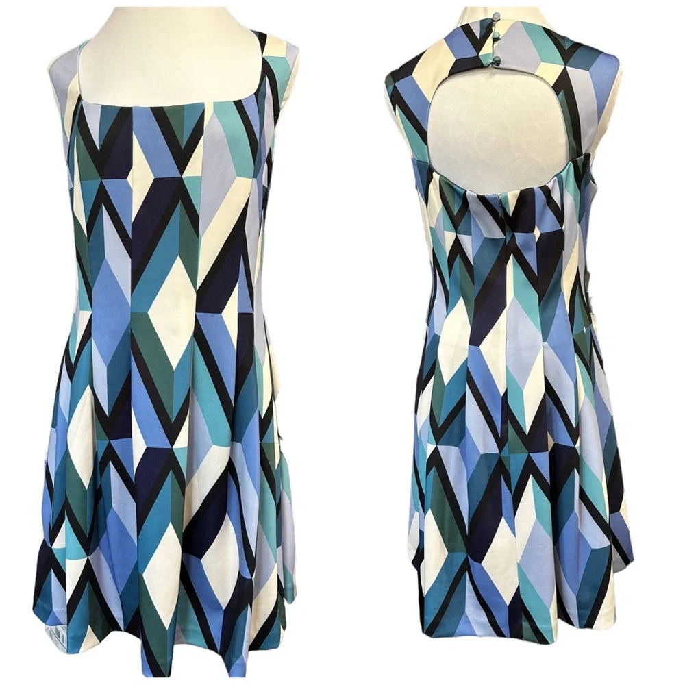 Vince Camuto Women's Printed Back-Cutout Fit & Flare Dress - Picture 3 of 9